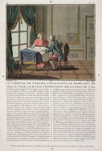 Le cardinal de Fleury consulte le maréchal de Belle-Isle sur les conditions de la paix, 1735, gravé par Jean Baptiste Morret, 1791